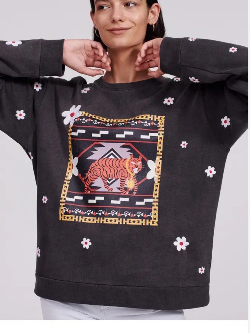 Hayley Menzies Portobello Tiger Print Embroidered Sweatshirt